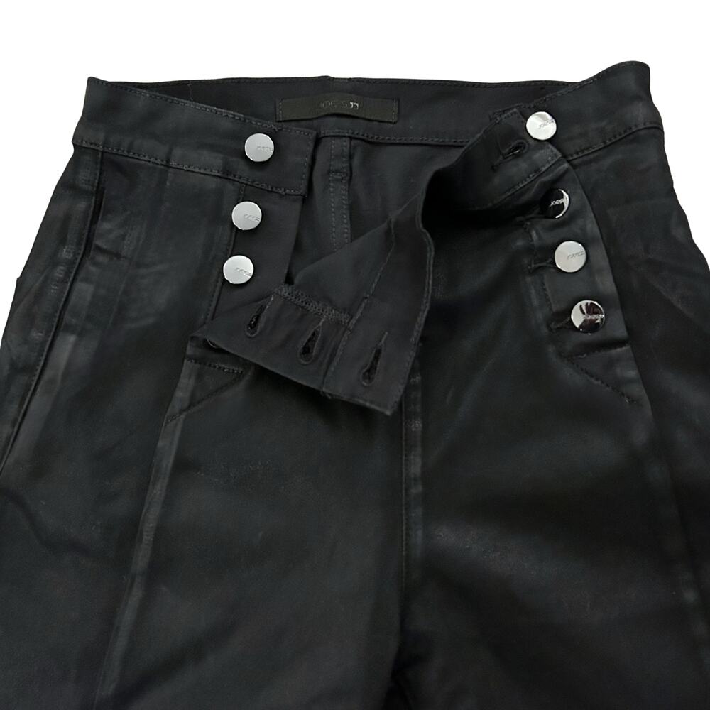 Joe's Jeans Savannah Coated Wide Leg Crop Sailor Button High Rise Black Jeans 26 - Picture 11 of 13
